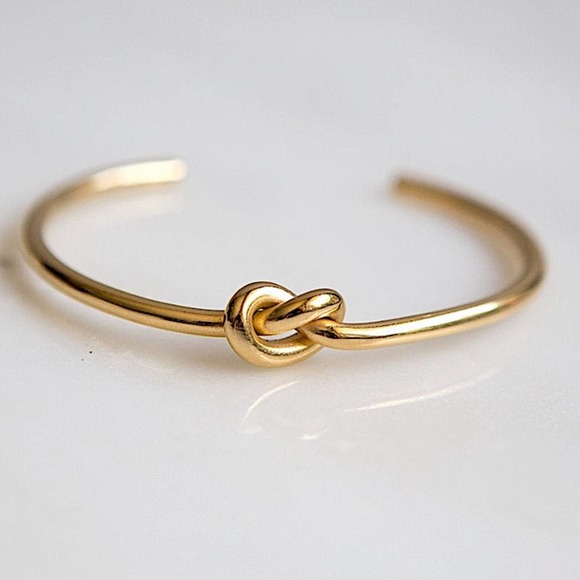 Tie Knot Gold Plated Bangle Cuff Bracelet - Picture 12 of 15